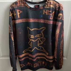 Pokemon Black and Brown Ancient Mew Graphic Crewneck Shirt